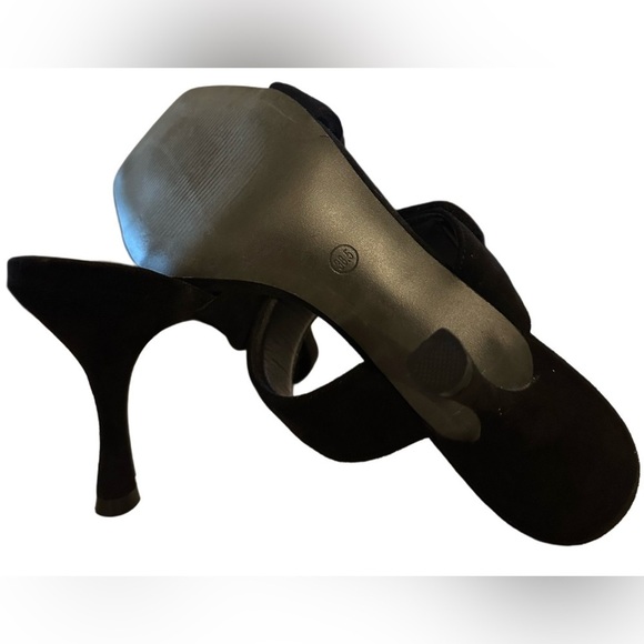 NWOT Women’s Faux Suede Square Open Toe Slip On Stiletto Heels Sandals - Picture 7 of 11